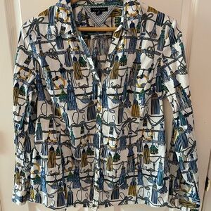 Tommy Hilfiger Tassel Patterned Women's Button up top.  Size 16